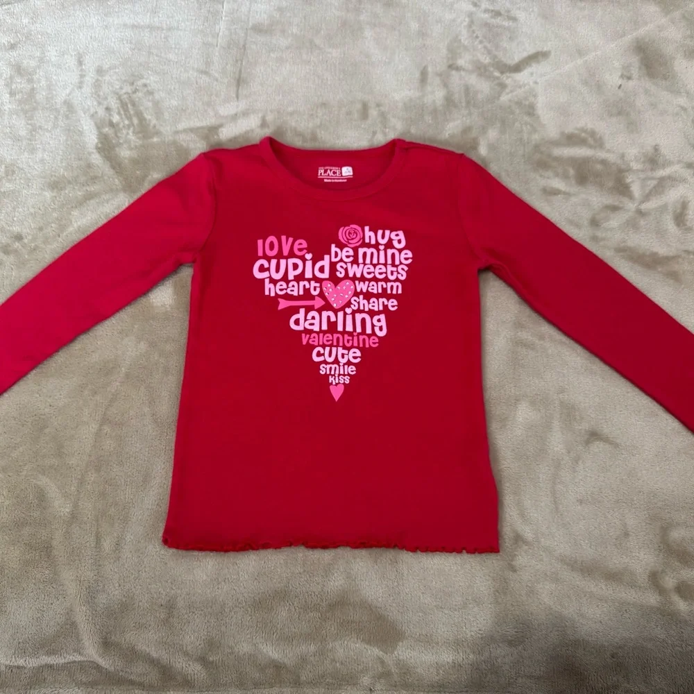 THE CHILDREN'S PLACE VALENTINES LONG SLEEVE SHIRT GIRLS SIZE SMALL 5/6(Preloved)